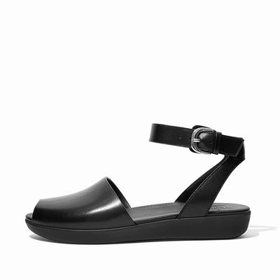 Fitflop Women's COVA Leather Peep-Toe Sandals - Black, LP6918430
